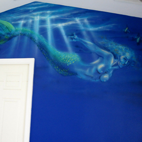 Mermaid mural painted by Kirsten.  c2010