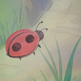 Child's room mural ladybug detail